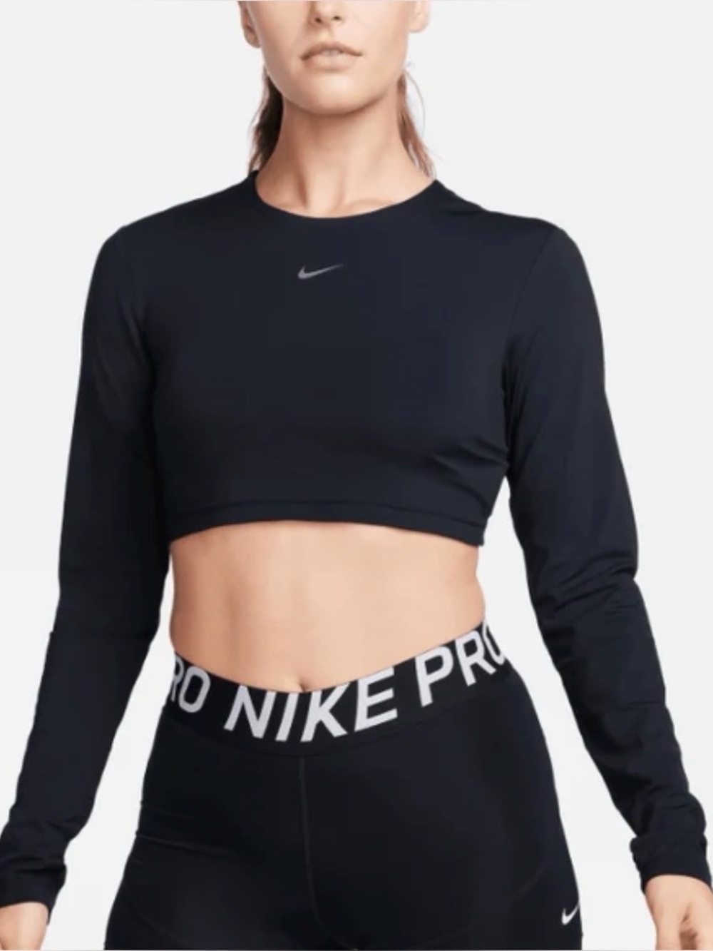 Nike Pro Black Cutout Crop Top NWOT M - Picture 2 of 4
